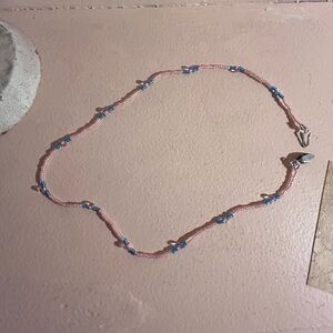 Pink and Blue Beaded Necklace